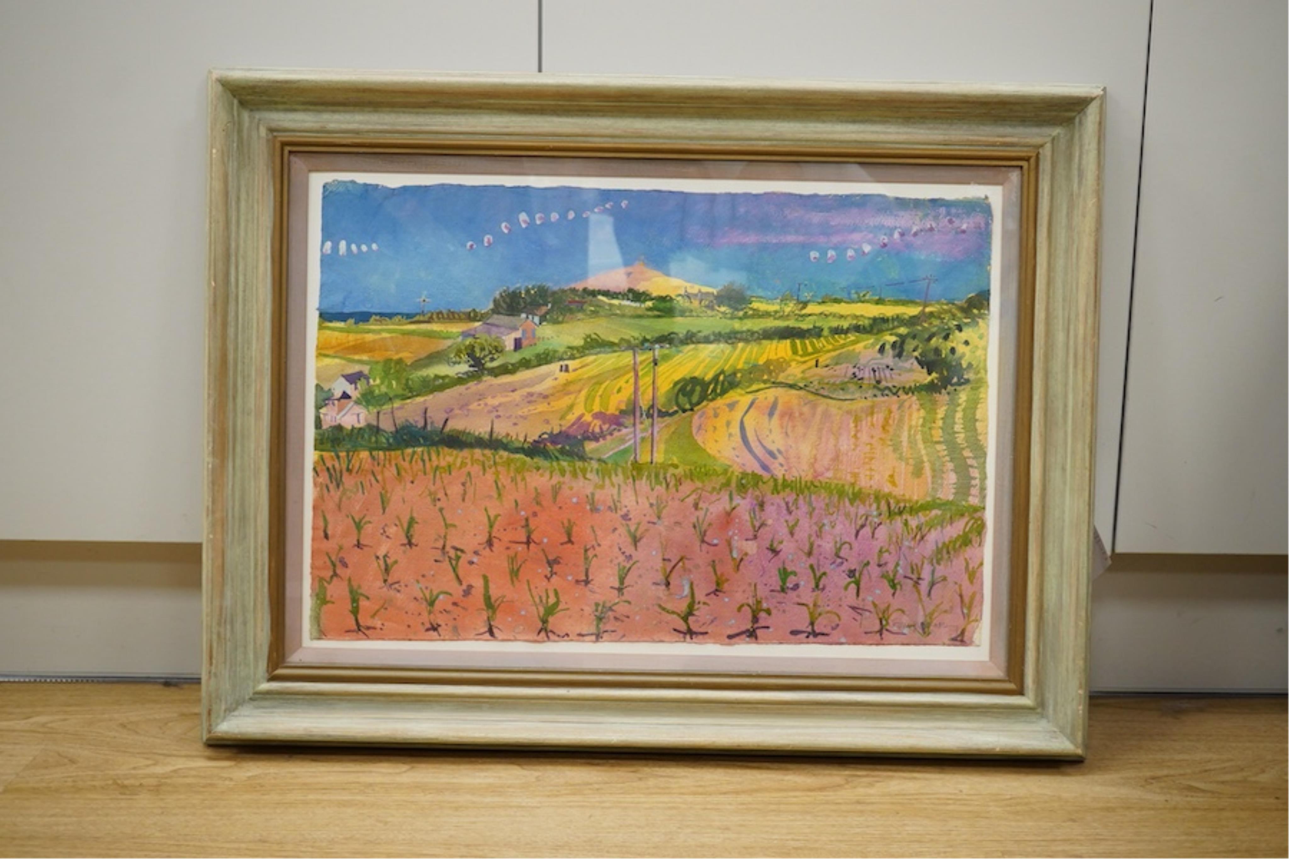 Jenny Wheatley (b.1959), 'Looking towards St. Agnes' Cornwall, watercolour, 37cm x 55cm